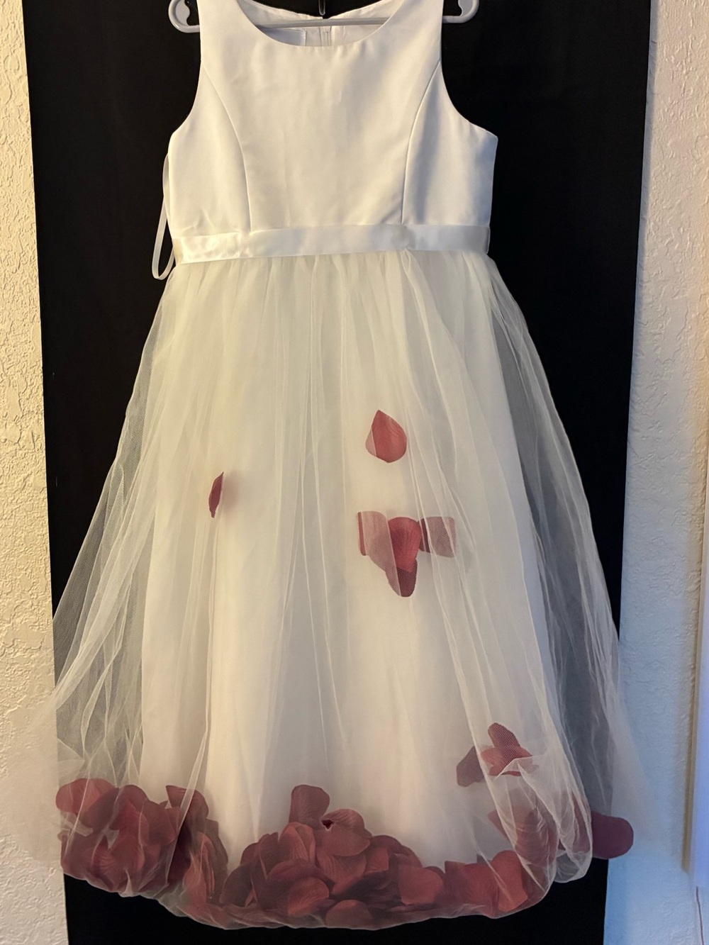 David's Bridal White Satin & Tulle Dress